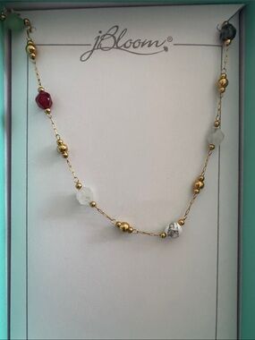 bloom Avery Gold Beaded Necklace with Multicolor Gem Accents Fashion Jewelry